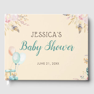 Boho Feathers Floral Baby shower Gastenboek
