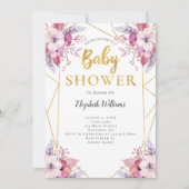 Boho Feathers Flowers Geometric Lijst Baby shower Kaart (Voorkant)