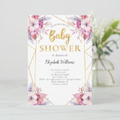 Boho Feathers Flowers Geometric Lijst Baby shower Kaart (Staand voorkant)