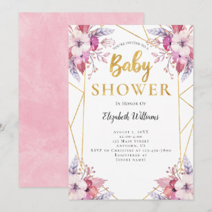 Boho Feathers Flowers Geometric Lijst Baby shower Kaart