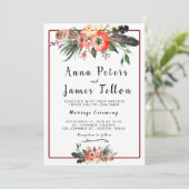 Boho Feathers Flowers Succulent Floral Wedding Kaart (Staand voorkant)