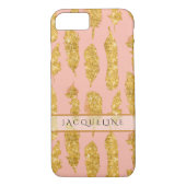 Boho Feathers Gold Glitter Blush Pink Waterverf Case-Mate iPhone Case (Achterkant)