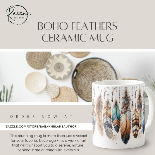 Boho Feathers Keramische Mok