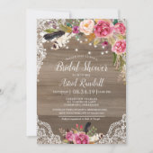 Boho Feathers & Lace Rustic Bridal of Baby shower Kaart (Voorkant)