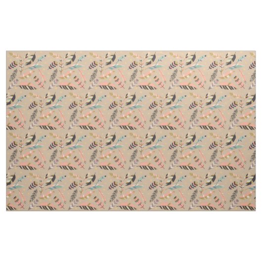 Boho Feathers op Tan Stof (Fat Quarter)