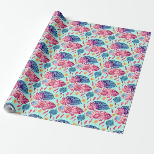 Boho Feathers Pattern Cadeaupapier (Uitgerold)