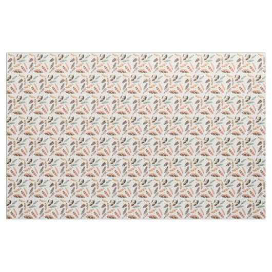 Boho Feathers Pattern on White Stof (Yard (91,4 cm))