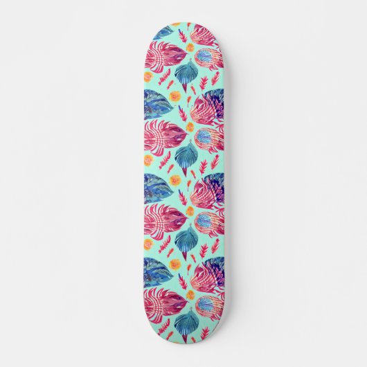 Boho Feathers Pattern Persoonlijk Skateboard (Voorkant)