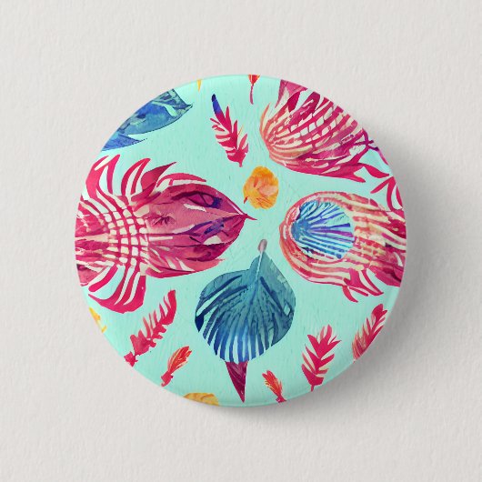 Boho Feathers Pattern Ronde Button 5,7 Cm (Voorkant)