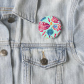 Boho Feathers Pattern Ronde Button 5,7 Cm (In situ)