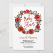 Boho Feathers Poppy Floral Herfst Baby shower Kaart (Voorkant)