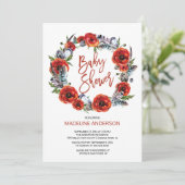 Boho Feathers Poppy Floral Herfst Baby shower Kaart (Staand voorkant)