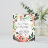 Boho Feathers Red Poppy Brunch & Bubble Invites Kaart (Staand voorkant)