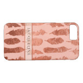 Boho Feathers Roos Gold Leaf Faux Waterverf Blush Case-Mate iPhone Case (Achterkant (Horizontaal))