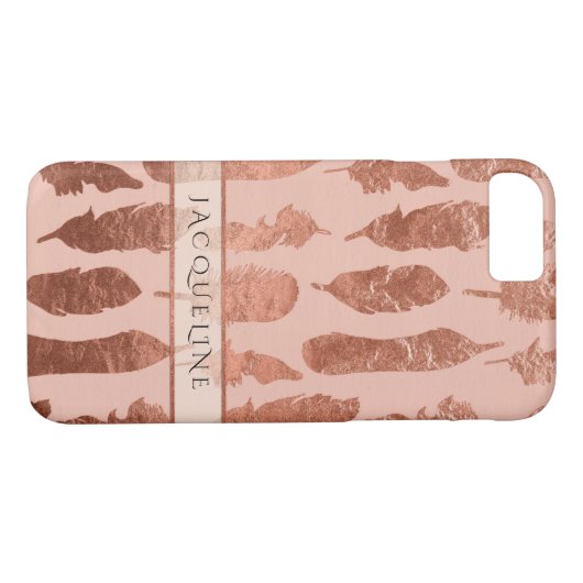 Boho Feathers Roos Gold Leaf Faux Waterverf Blush Case-Mate iPhone Case (Achterkant (Horizontaal))