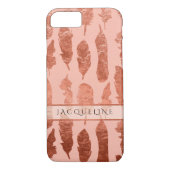 Boho Feathers Roos Gold Leaf Faux Waterverf Blush Case-Mate iPhone Case (Achterkant)