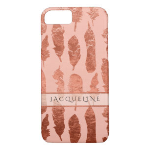 Boho Feathers Roos Gold Leaf Faux Waterverf Blush Case-Mate iPhone Case