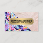 Boho Feathers | Roze marmer Visitekaartje (Voorkant)