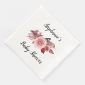 Boho Feathers Rozen Bourgogne Baby shower Servet (Hoek)