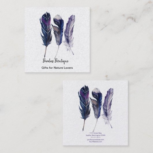 Boho Feathers Square Visitekaartje (Voorkant / Achterkant)