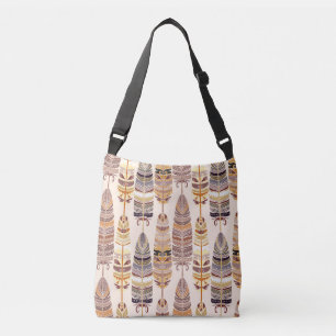 Boho Feathers: Tribaal Naadloos Patroon Crossbody Tas