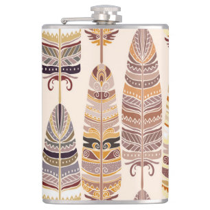 Boho Feathers: Tribaal Naadloos Patroon Heupfles