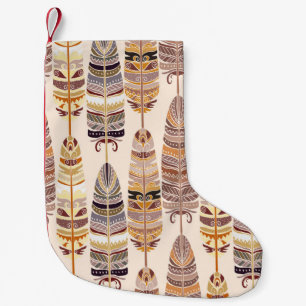 Boho Feathers: Tribaal Naadloos Patroon Kleine Kerstsok