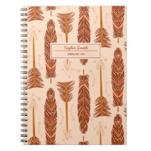 Boho Feathers Tribale Naam en Onderwerp Notitieboek