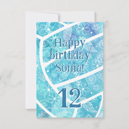 Boho Feathers Turquoise volleybal Verjaardag Kaart (Voorkant)