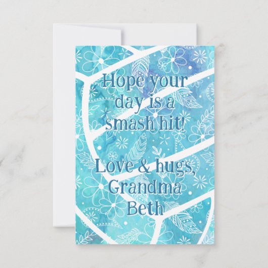 Boho Feathers Turquoise volleybal Verjaardag Kaart (Achterkant)