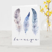 Boho Feathers - wees unieke vriendschappelijke Kaa Kaart (Gele Bloem)