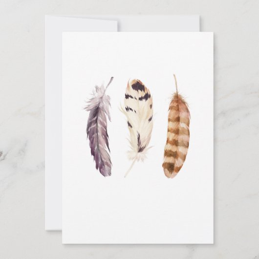 Boho Feathers Wild One Gold Girl Eerste Verjaardag Kaart (Achterkant)