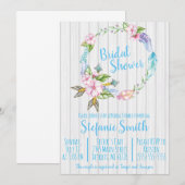 Boho Feathers Wreath Bridal Shower Invitation Kaart (Voorkant / Achterkant)