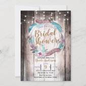 Boho Feathers Wreath & String Lights Vrijgezellenf Kaart (Voorkant)