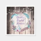 Boho Feathers Wreath & String Lights Vrijgezellenf Servet (Voorkant)