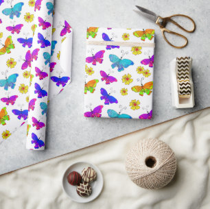 Boho Feleregen Kleurrijke Retro Lente Cadeaupapier