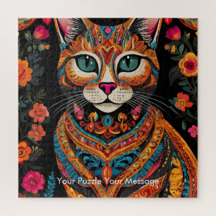 Boho Feline Mandala Legpuzzel