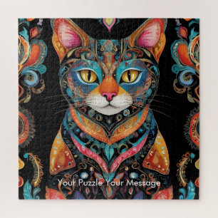 Boho Feline Mandala Legpuzzel