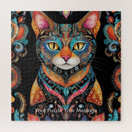 Boho Feline Mandala Legpuzzel (Verticaal)