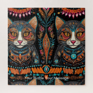 Boho Feline Mandala Legpuzzel
