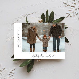 Boho Feliz Navidad Kerstmis Moderne Familiefoto Feestdagenkaart