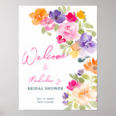 Boho felroze bloemenkleurige vrijgezellenfeest wel poster (Voorkant)