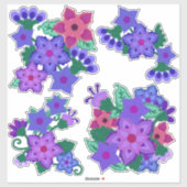 Boho Felt Flowers | Paarse en roze smelten Sticker (Vel)
