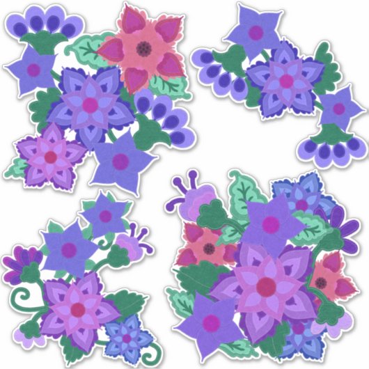 Boho Felt Flowers | Paarse en roze smelten Sticker (Voorkant)