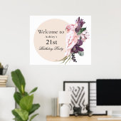 Boho Feminine Tropisch Roze Parrot 21ste verjaarda Poster (Thuiskantoor)