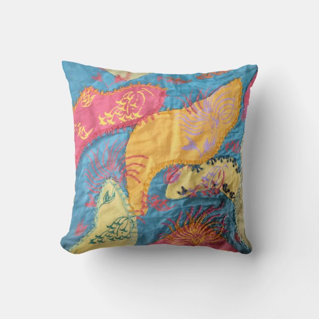 Boho Fibre Art Patchwork Quilt Kussen (Voorkant)