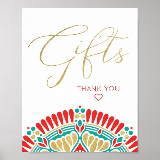 Boho Fiesta Baby shower Gifts Sign Poster (Voorkant)