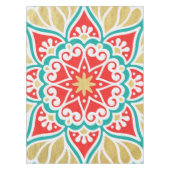 Boho Fiesta Blauwgroen Red & Gold Geometric Tablec Tafelkleed (Voorkant)