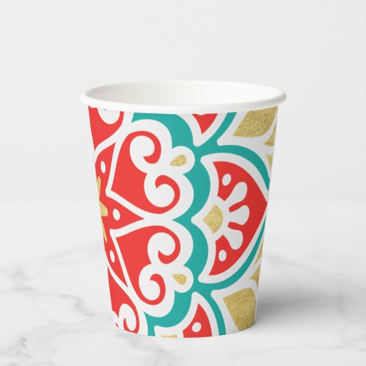 Boho Fiesta Geometric Papieren Bekers (Achterkant)