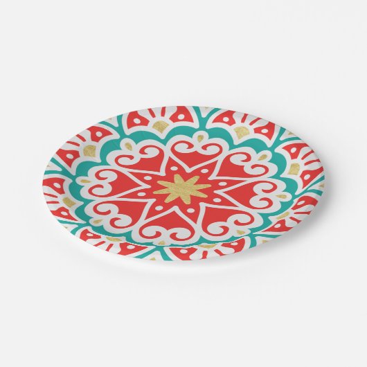 Boho Fiesta Geometric Papieren Bordje (Gekanteld)